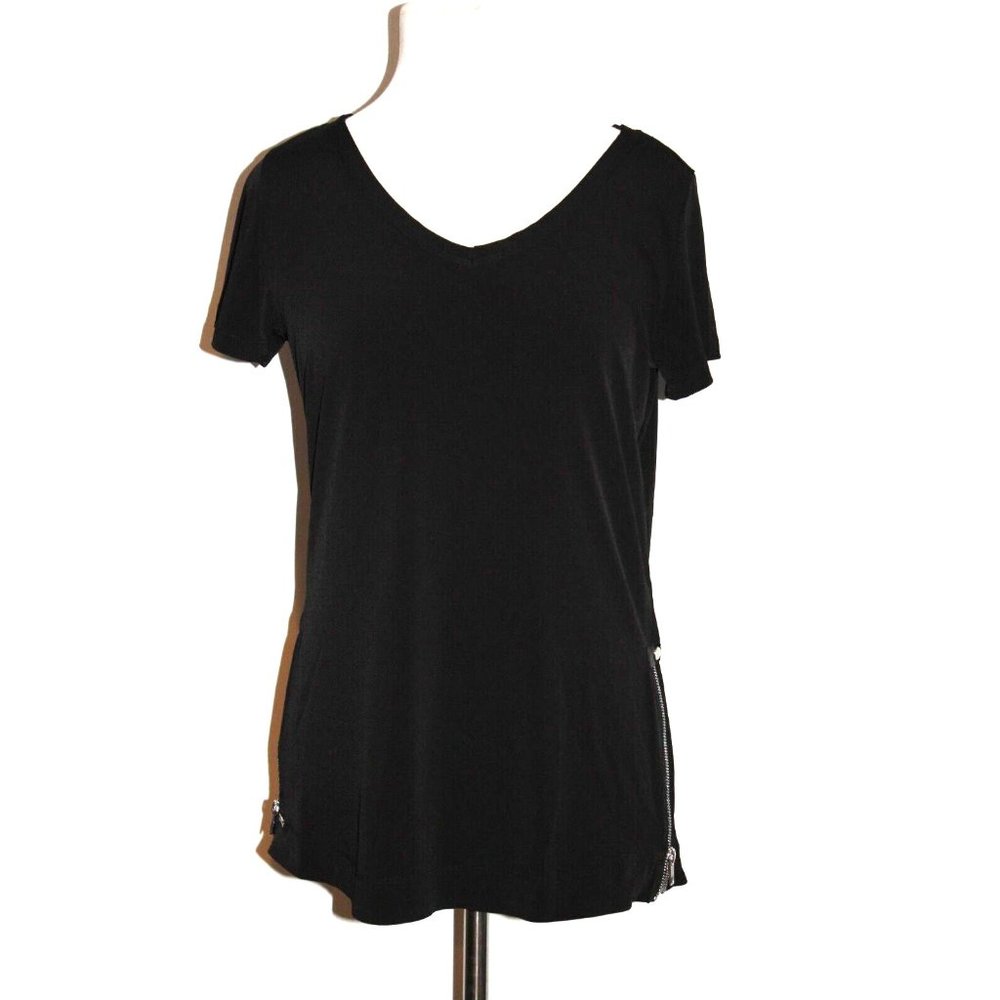 Blackpants Brand Hudson Deep V Tee Shirt Black Size S Salon Workwear Anti-Stain
